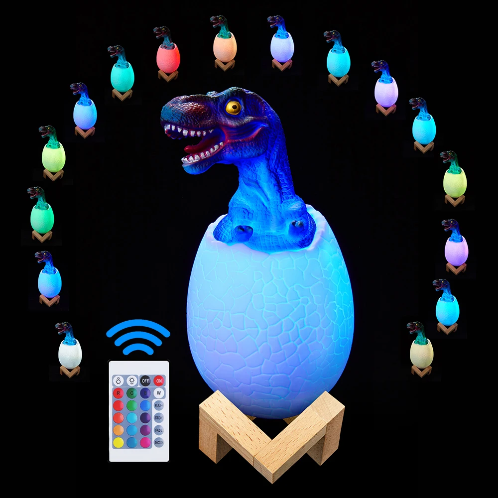 

Dinosaur Egg Night Light Rechargeable Control Lamp 16 Colors Change Remote LED Light Gift Creative Smart Home Desk Lamp For Kids