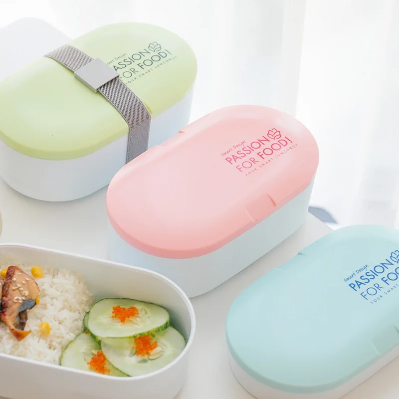 

GOOD Wheat straw Lunch Box Cartoon Thermal Bento Box With Tableware Microwavable Food Container With Compartments Office School