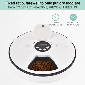 

Hot Automatic Pet Feeder 6 Meals 6 Grids Cat Dog Timing Feeder Electric Dry Food Dispenser Dishes Pet Feeding 24 Hours Timer