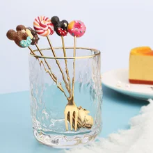 

1PC Stainless Steel Mickey Doughnut Spoon Fork Cake Coffee Dessert Tea Ice Cream Stirring spoons Candy Cute Cartoon Teaspoon