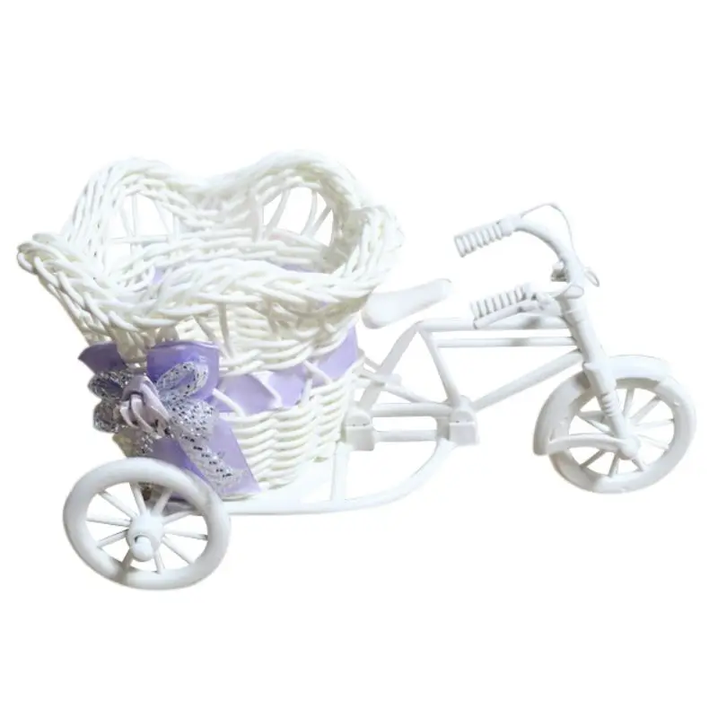 DIY белый трехколесный велосипед пластиковый дизайн Цветочная корзина контейнер для цветочных растений домашнее свадебное украшение - Цвет: 1