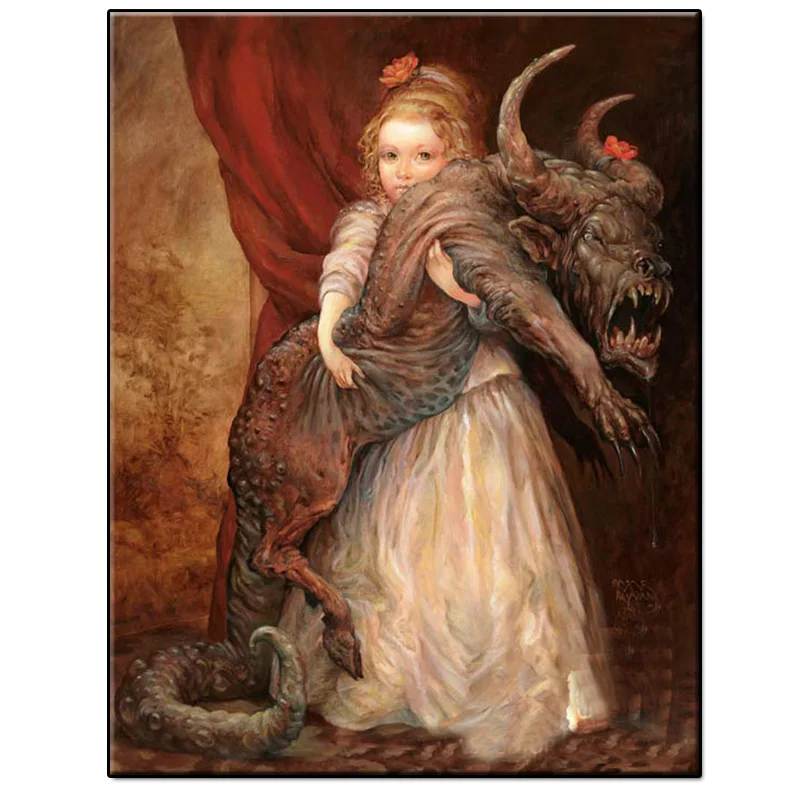 Full Square Round Drill 5D DIY Diamond Painting little girl,monster,dragon,beauty,the beast,funny art Embroidery Cross Stitch