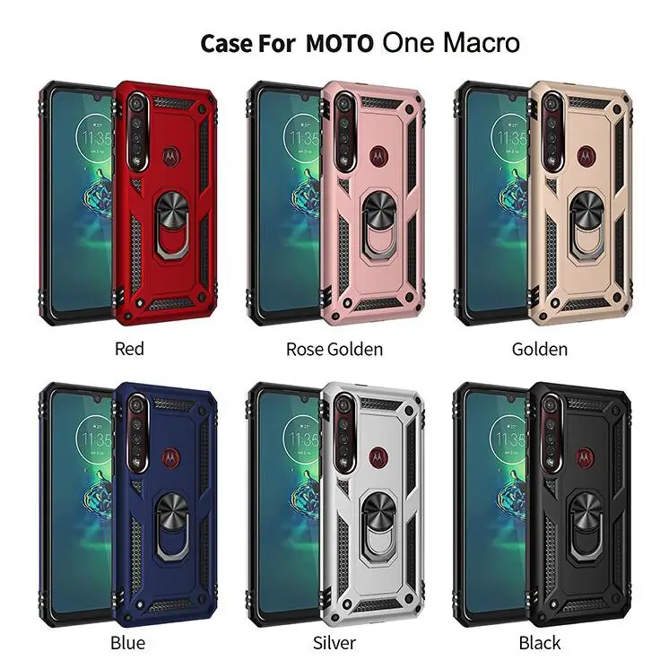 For Motorola One Macro Action Sergeant Armor Shockproof TPU + PC Protective Case with 360 Degree Rotation Holder |