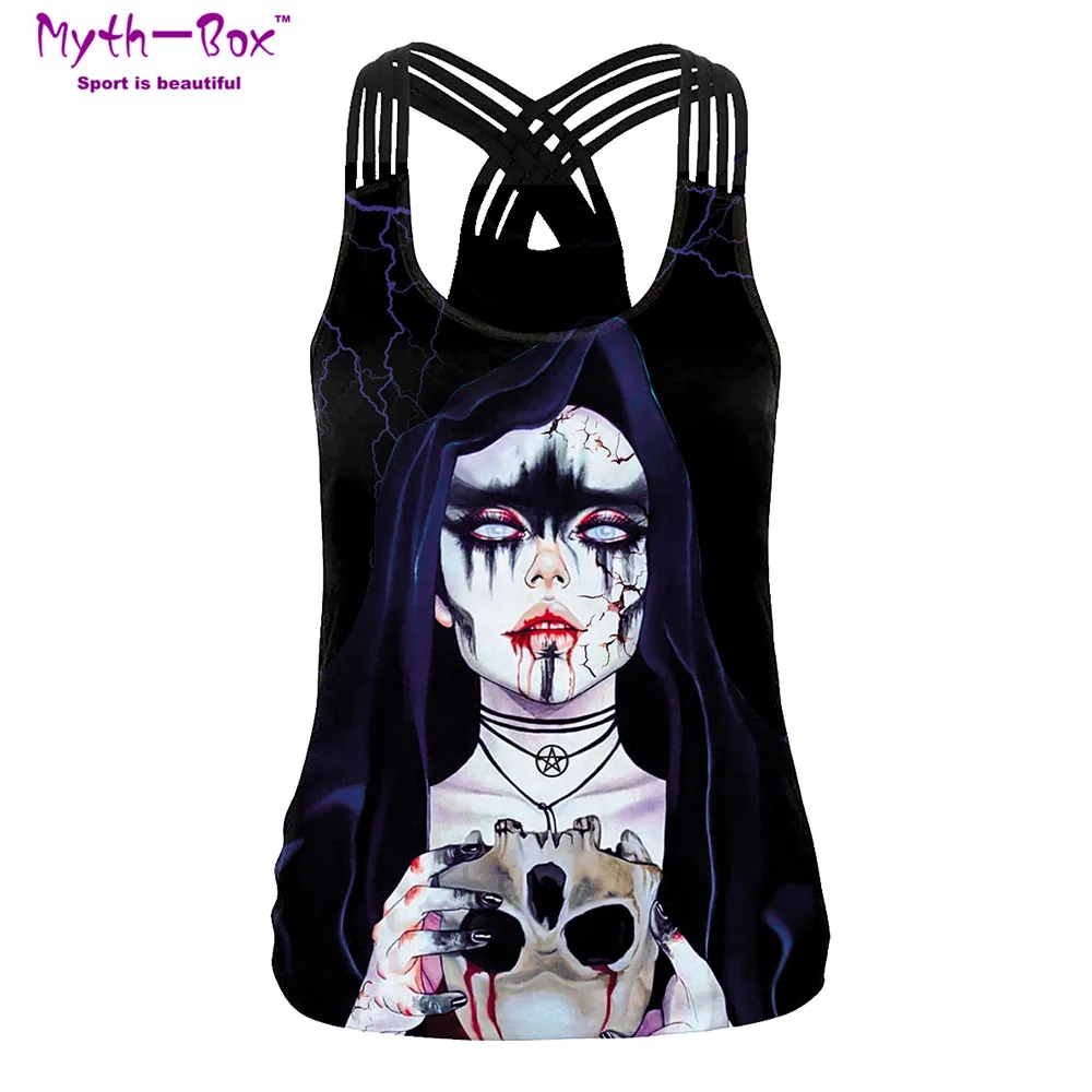 Летний женский спортивный жилет с принтом черепа для девочек, рубашки для йоги, футболки без рукавов для бега, спортивный бюстгальтер спортивная блузка