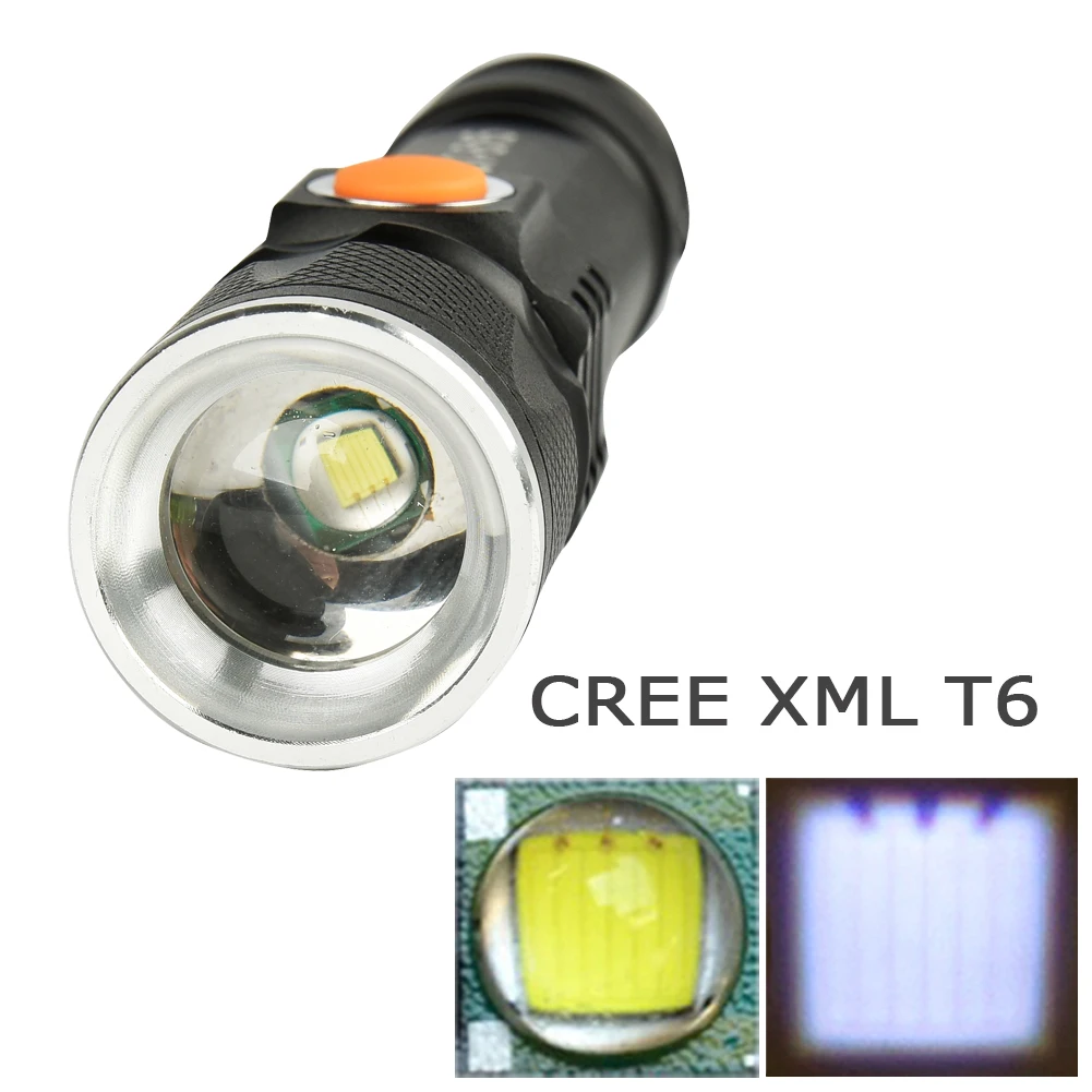 Мощный светодиодный светильник-вспышка Mini USB CREE XML T6 фонарь портативный светильник перезаряжаемый фонарь водонепроницаемый светильник-вспышка
