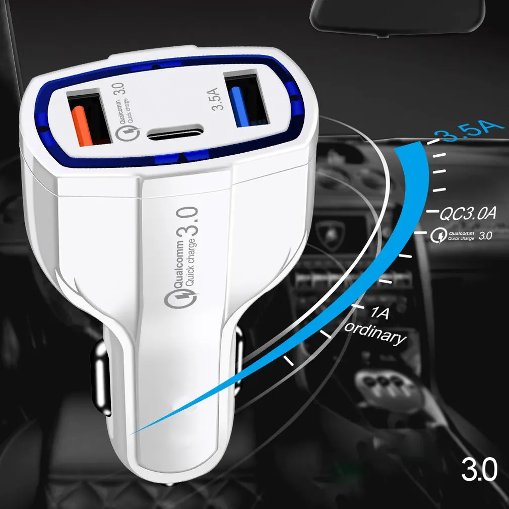 Автомобильное зарядное устройство USB/type-c, новое двойное автомобильное зарядное устройство Usb type-c, автомобильное зарядное устройство для мобильного телефона Qc3.0, быстрое зарядное устройство