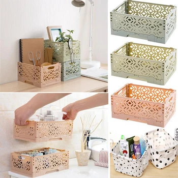 

Foldable Storage Bags Plastic Desktop Storage Container Box Underwear Cosmetic Organizer Home Use Storage Basket Storage
