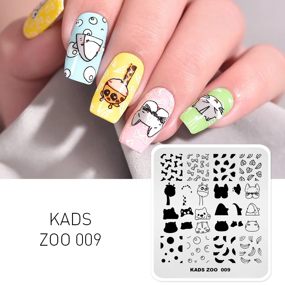 Zoo-009 KADS дизайн ногтей шаблоны китайский океан и зоопарк Стиль Путешествия трафарет для DIY косметический инструмент для маникюра ногтей штамповки пластины инструмент для дизайна ногтей - Цвет: Zoo-009