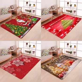 

2020 New Fashion Hot Sale Christmas Floor Mat Santa Claus Flannel Carpet Rug Non-Slip Xmas Decor 5 Sizes