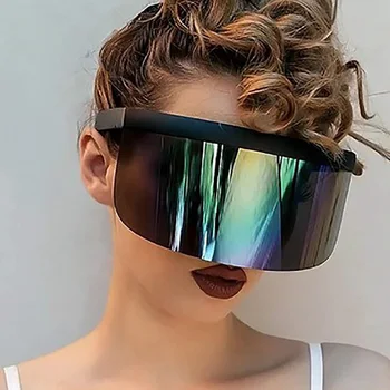 

Sunglasses HD Lens Oversized Exaggerated Sunglasses Sun Visor Wrap Face Shield Large Mirror Sun Glasses Eyewear For Women Mens