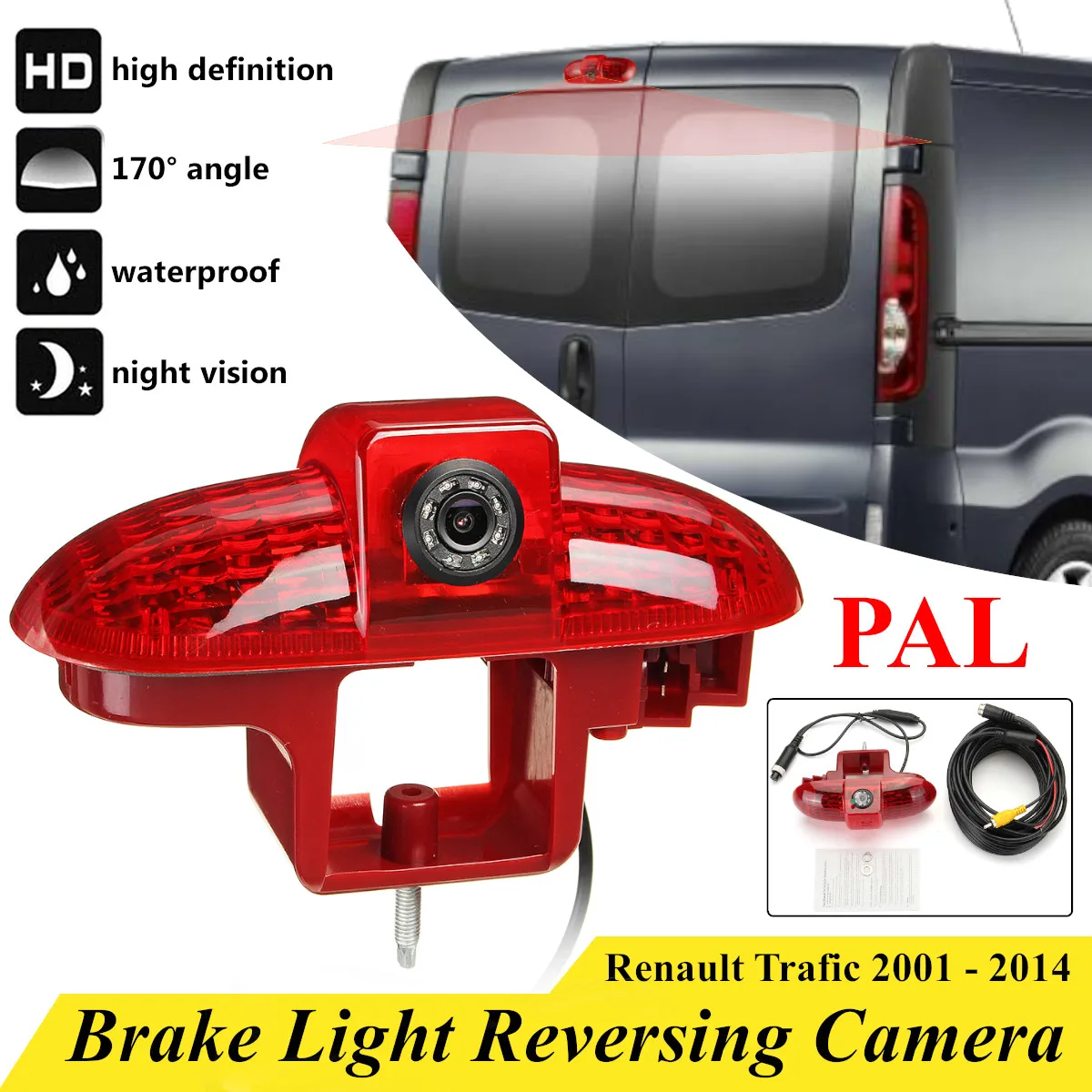 Автомобильный стоп-сигнал PAL светодиодная лампа заднего вида камера резервная