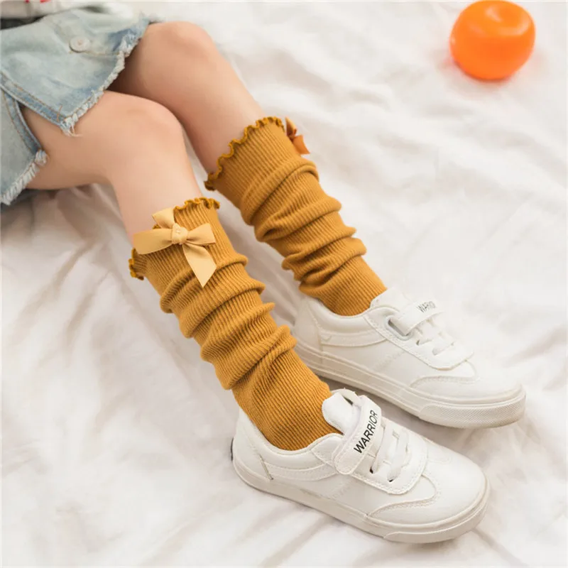 Socks skarpetki Kids Toddler Baby Girls Boys Solid Anti-Slip Knitted Long Socks Knee Socks kniekousen meisje #4S02 (18)