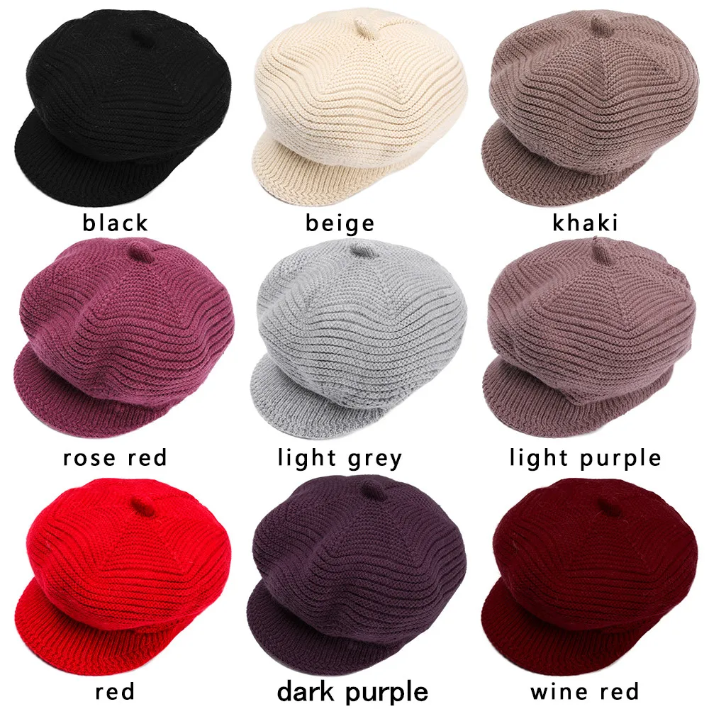 Модная женская зимняя вязаная шапка, утолщенная, теплая, козырьки, карамельный цвет, мягкая, плюс бархат, остроконечная шапочка, шапка для девочек, повседневная, изящная шапка