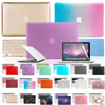 

New Hard Shell PVC Laptop Case for Apple MacBook Air Pro Retina 11 12 13 15 Inch + Keyboard Cover + Laptop Screen Protector