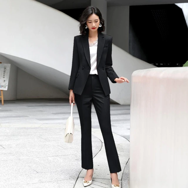 Terno Feminino Preto Azul E Vermelho Com Calças, Conjunto De 2 Peças Com  Blazer Solto, Botões Para Outono E Inverno, Outono E Inverno, 2020 - Terno  Feminino - AliExpress