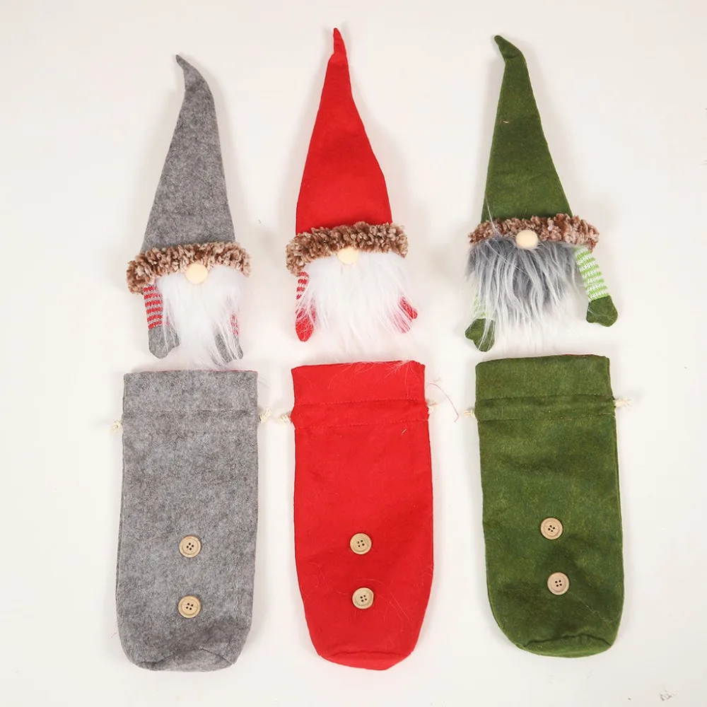Santa Claus wine bottle bag party table Christmas happy decoration gift Christmas covers for bottles wijn kerst 20O30 (16)