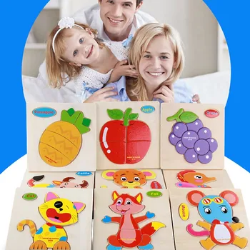 

Hot Baby Toys Wooden Puzzle Cute Cartoon Animal Intelligence Kids Educational Brain Teaser Children Tangram Shapes Jigsaw Gifts