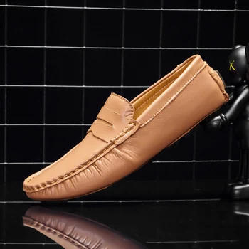 

Moccasins Men 2019 Big Size Shoes Men Leather Loafers Casual Men Flats Leather Driving Shoes Large Boat Shoes Plus Size 38-48