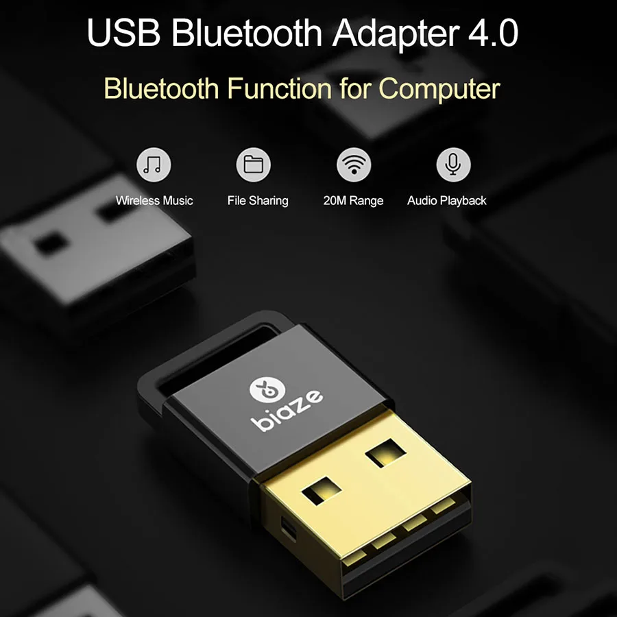 Biaze USB Bluetooth ключ адаптер 4,0 для компьютера ПК Беспроводная мышь динамик Музыка Аудио приемник APTX Bluetooth адаптер