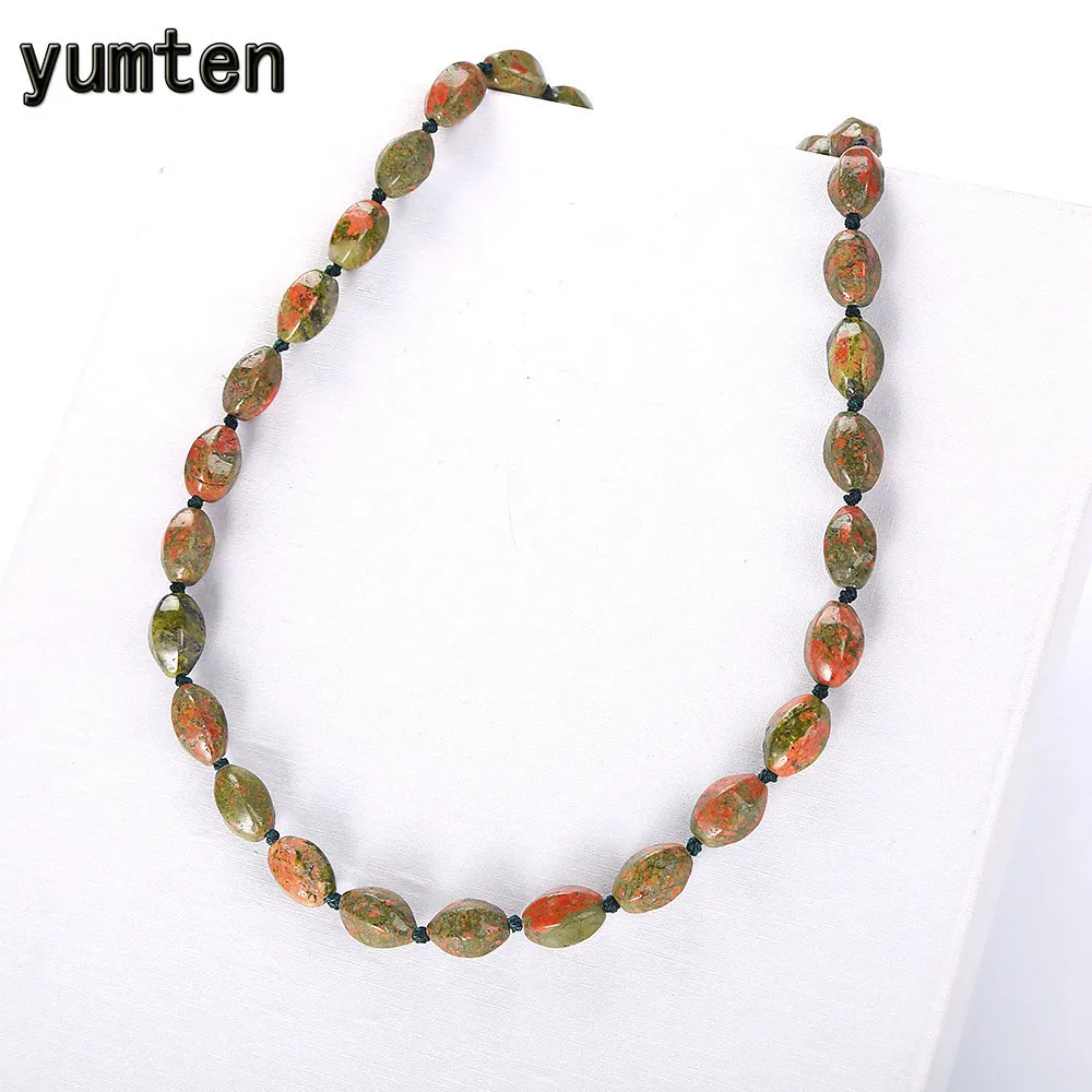 

Unakite Bead Necklace Simple Women's Short Necklace Retro Men Choker Supply of Goods