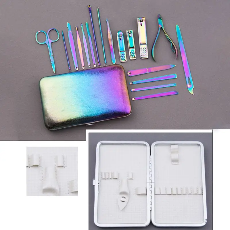 

18Pcs/set Manicure Pedicure Nail Tools Stainless Steel Nail Clipper Cutter Scissor Tweezers Knife Ear Pick Grooming Kit