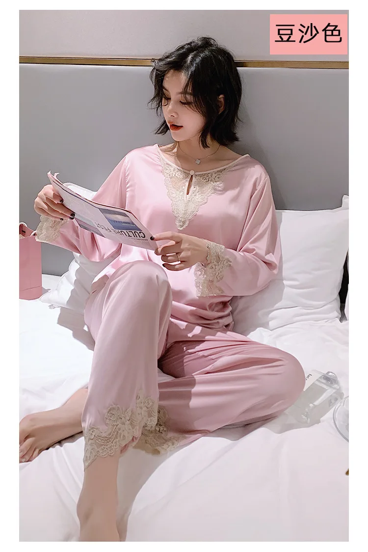 Daeyard pijamas de renda femininas, pijamas de