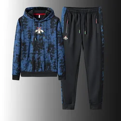 Costume de sport pour homme, ensemble mode, manches longues, décontracté, grande taille, broderie, tenue de rue, hiver 