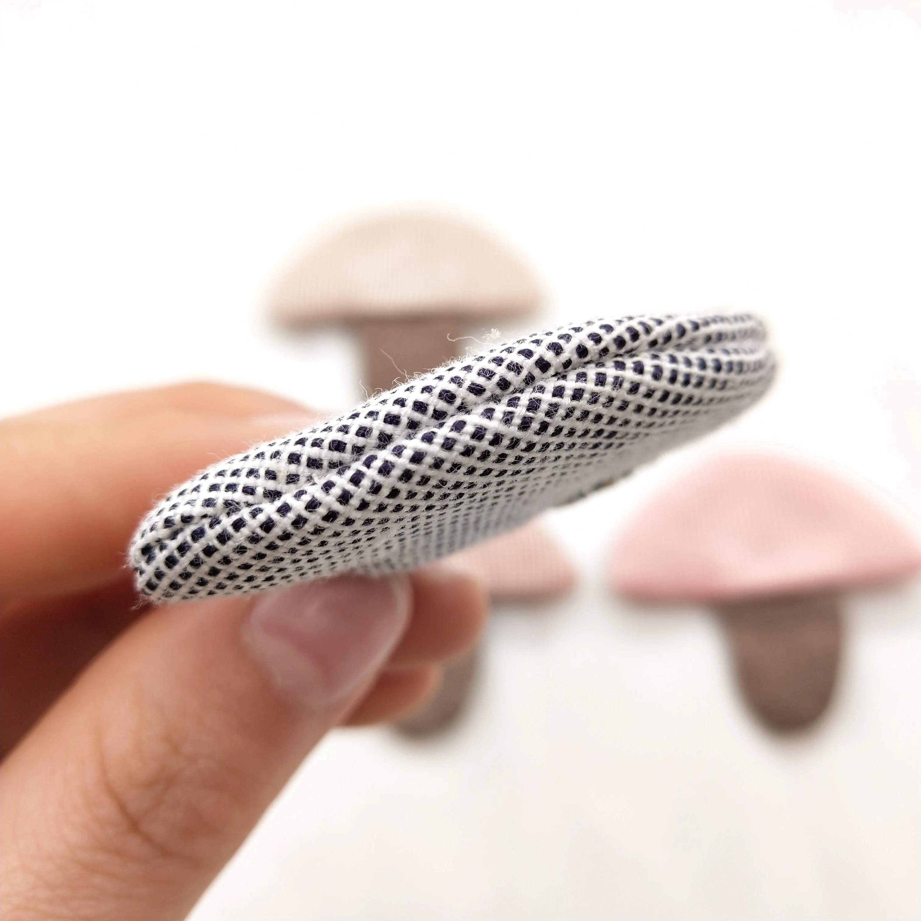 12pcs Cloth Plaid Mushroom Patch DIY Sewing Clothing Headwear Hair Clip Shoes Bag Accessories Handicraft Materials