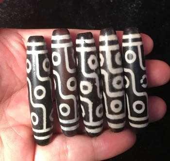 

Magic Power Collectible Treasure Super Set of 5 Energy Tibetan Old Agate 9 Eye King dZi Bead Amulet 57MM