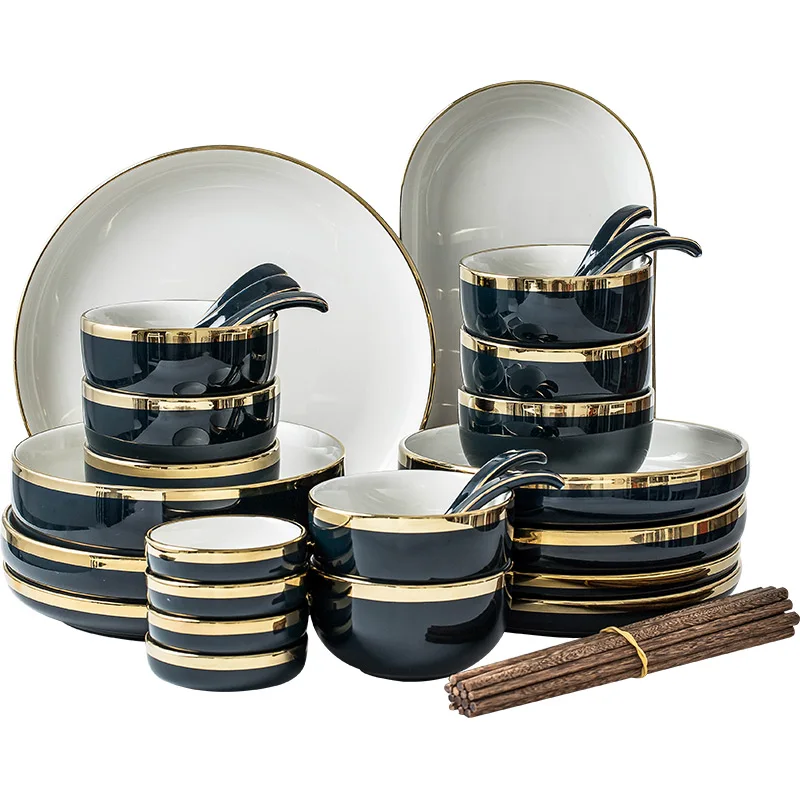 

Ins net red Northern Europe dishes set bowls dishes household Japanese bowls chopsticks 2-4 person dishes set bowls and dishes