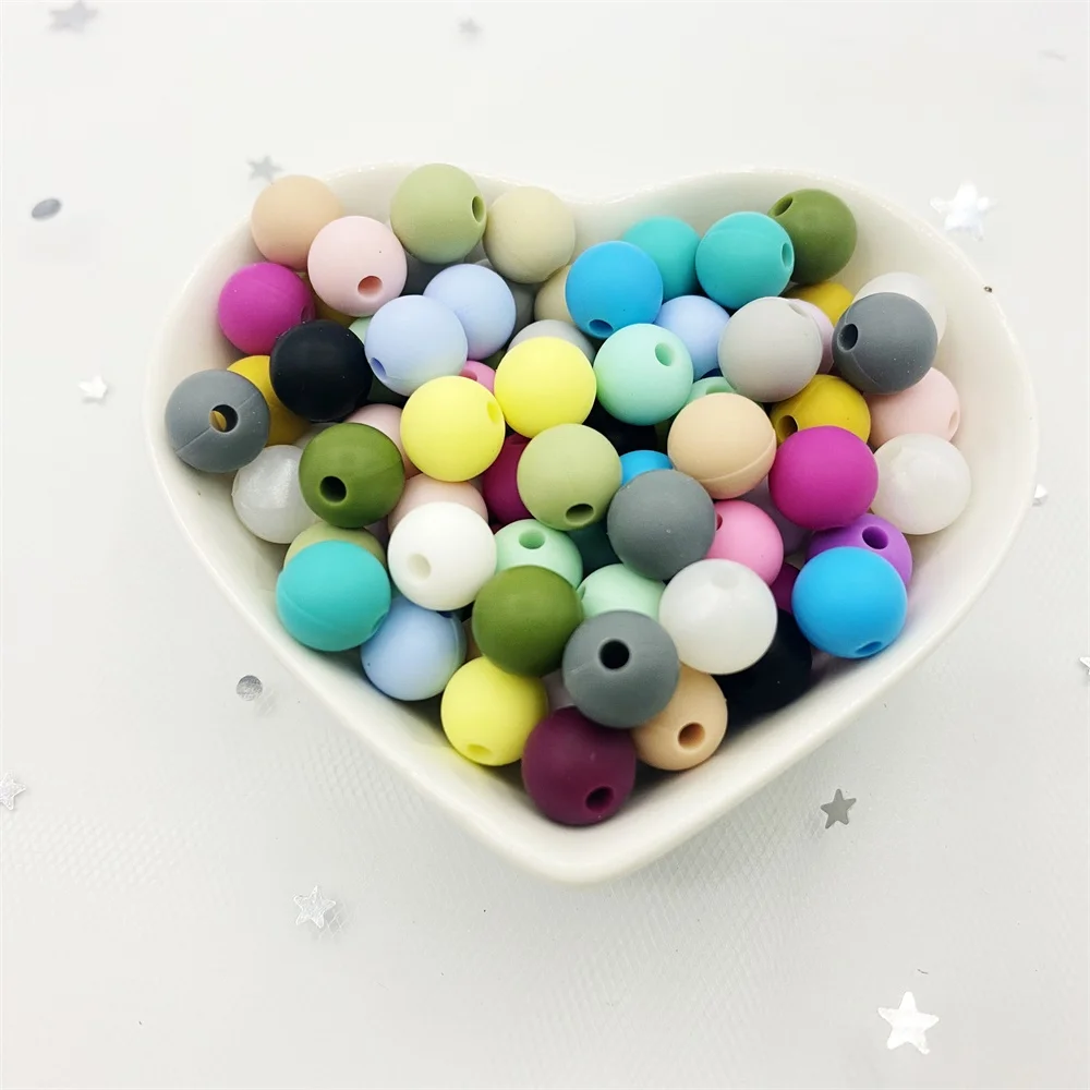 100 개 9mm 실리콘 비즈 실리콘 Teether BPA 무료 팔찌 목걸이 어린이  젖니가 남 라운드 비즈 젖꼭지 체인 DIY 완구