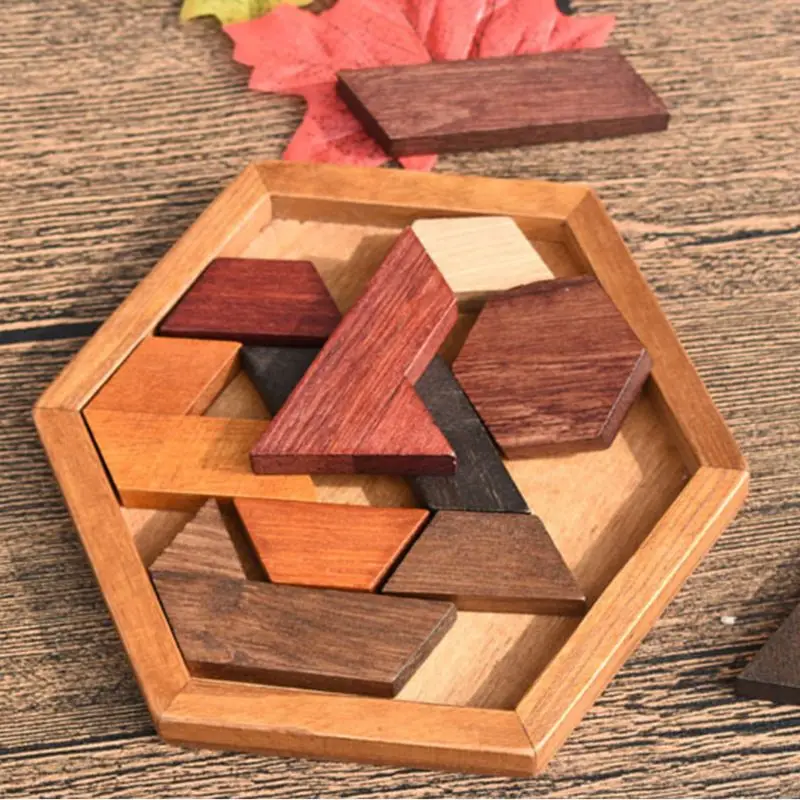 Деревянные Tangram красочные геометрические формы головоломки детские развивающие игрушки CORB