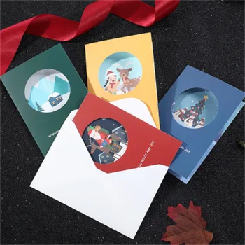

50# Christmas Thank You Card DIY Creative Blessing Gift Message Card Universal Card With Envelope Navidad новый год Dropshippin