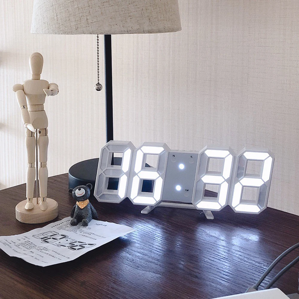 Короткие светодиодные цифровые 3d настенные часы электронные цифровые Usb будильники настольные часы для дома гостиной ночные настенные часы