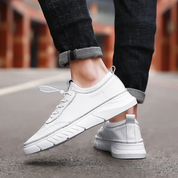 

Genuine Leather Men Casual Shoes Luxury Brand Mens Loafers Moccasins autumn winter warm fur Slip on Black Driving Shoes men