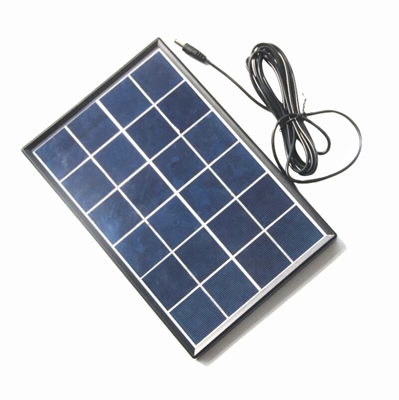 6W 6V солнечная ячейка поликристаллическая солнечная панель Diy Солнечная система питания для 3,7 V батарея светодиодная подсветка для зарядного устройства Dc 5521 кабель 3 метра