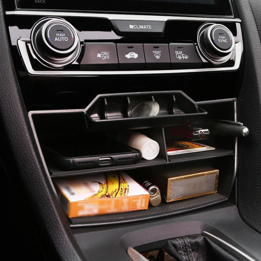 

Tray Central Storage Case Box For Honda Civic 2016-19 Dual USB Port Trim