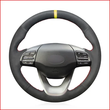 

MEWANT Black Suede Steering Wheel Cover for Hyundai Kona 2018 2019 2020 Accessories