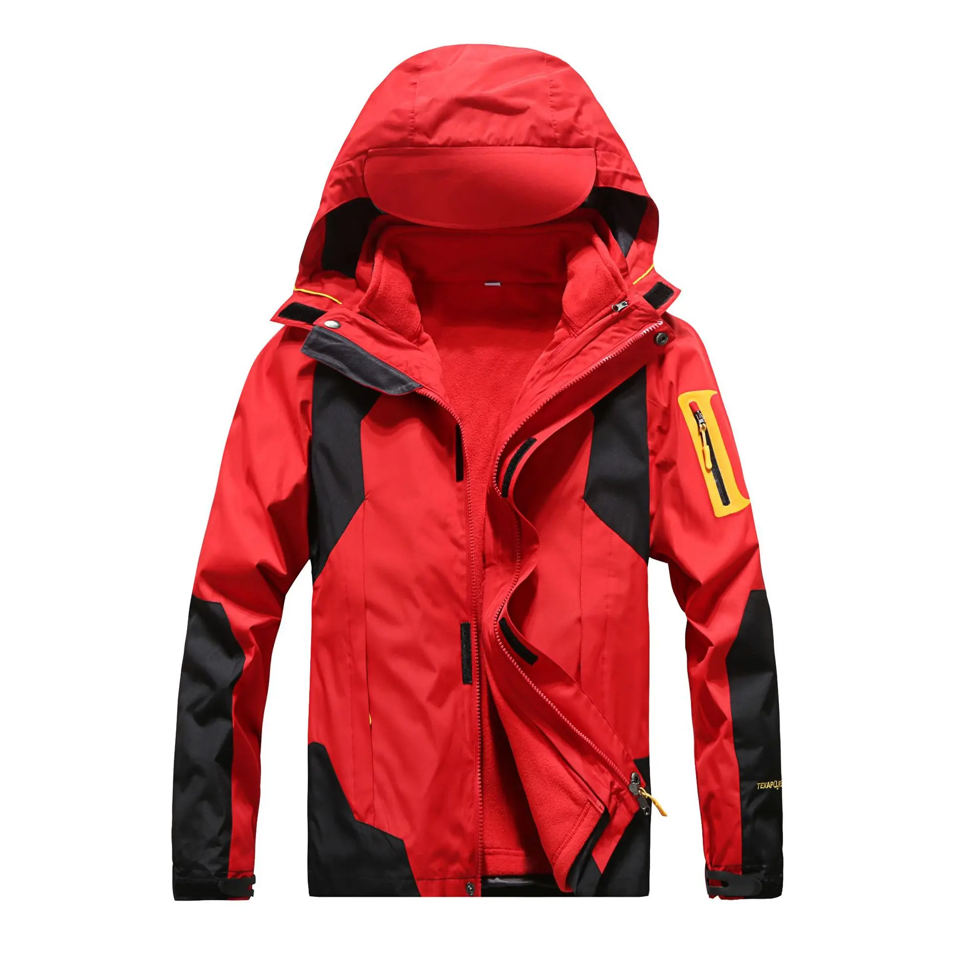 Women red New Winter Hiking jackets Outdoor Men Women 3 in 1 thick warm hooded coat Removable liner camping climbing skiing Windbreaker - Цвет: Women red