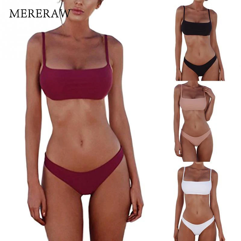 

New Pure color explosion swimsuit high waist triangle bikini Europe and America cross-border e-commerce swimwear direct sales