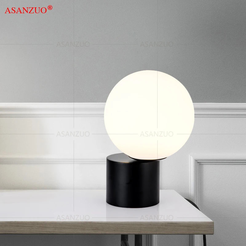 ASANZUO Glass ball table lamp bedroom bedside lamp Modern Home living room column desk lamp