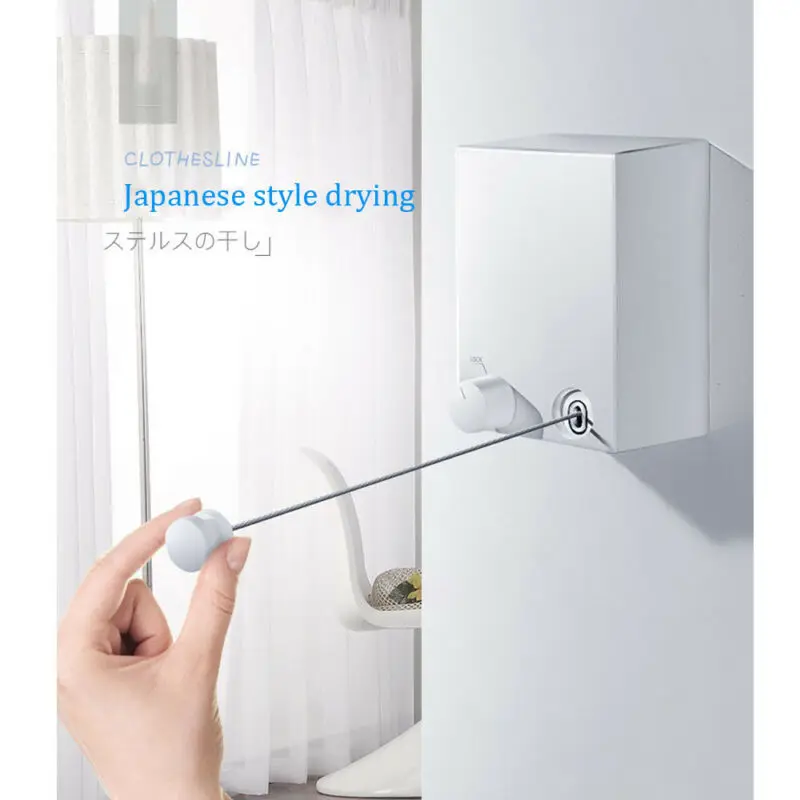 Indoor Outdoor Retractable Laundry Clothesline Wall Hanging Stretch Washing Clothes Line New Shrinking Balcony Invisible | Дом и сад