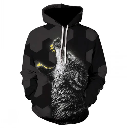 fashion spring and autumn pullover 3D printed Wolf shirt long sleeve shirt for men and women - Color: picture color