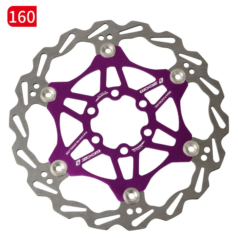 Zoom велосипедный Дисковый Тормоз MTB тормозной поплавок плавающие дисковые роторы 160 мм 180 мм 203 мм гидравлические тормозные колодки поплавок роторы запчасти для велосипеда - Цвет: purple 160mm