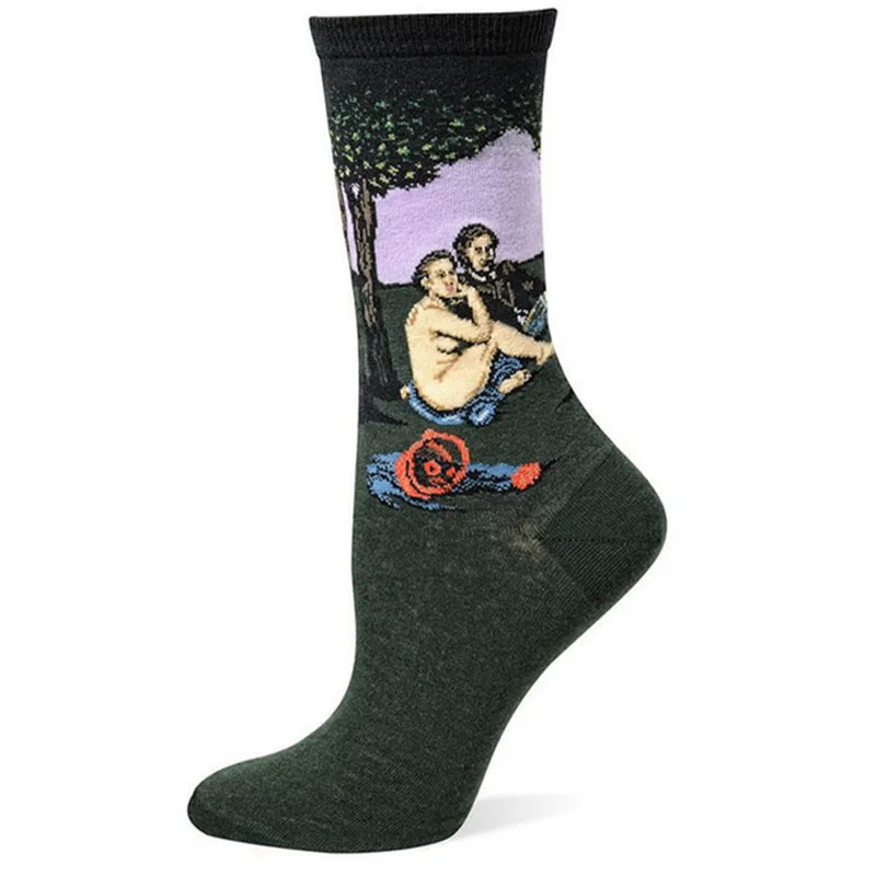 Горячая Прямая поставка осень зима ретро женские новые художественные Ван Гог Фреска всемирно известная серия масляной живописи мужские носки забавные носки - Цвет: 11