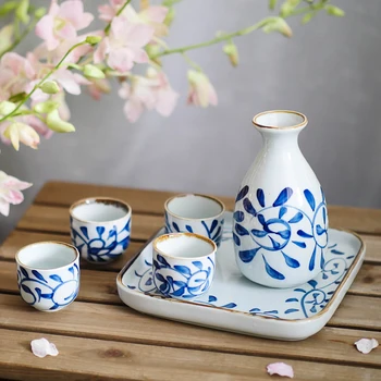 

Japanese ceramic hand-painted wine separator sake utensils household white yellow wine spirit pot cup beaker wineware set
