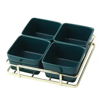 

Ceramic Sauce Dish Divided Dipping Bowl Tray Condiment Dish Storage Tray for Kit