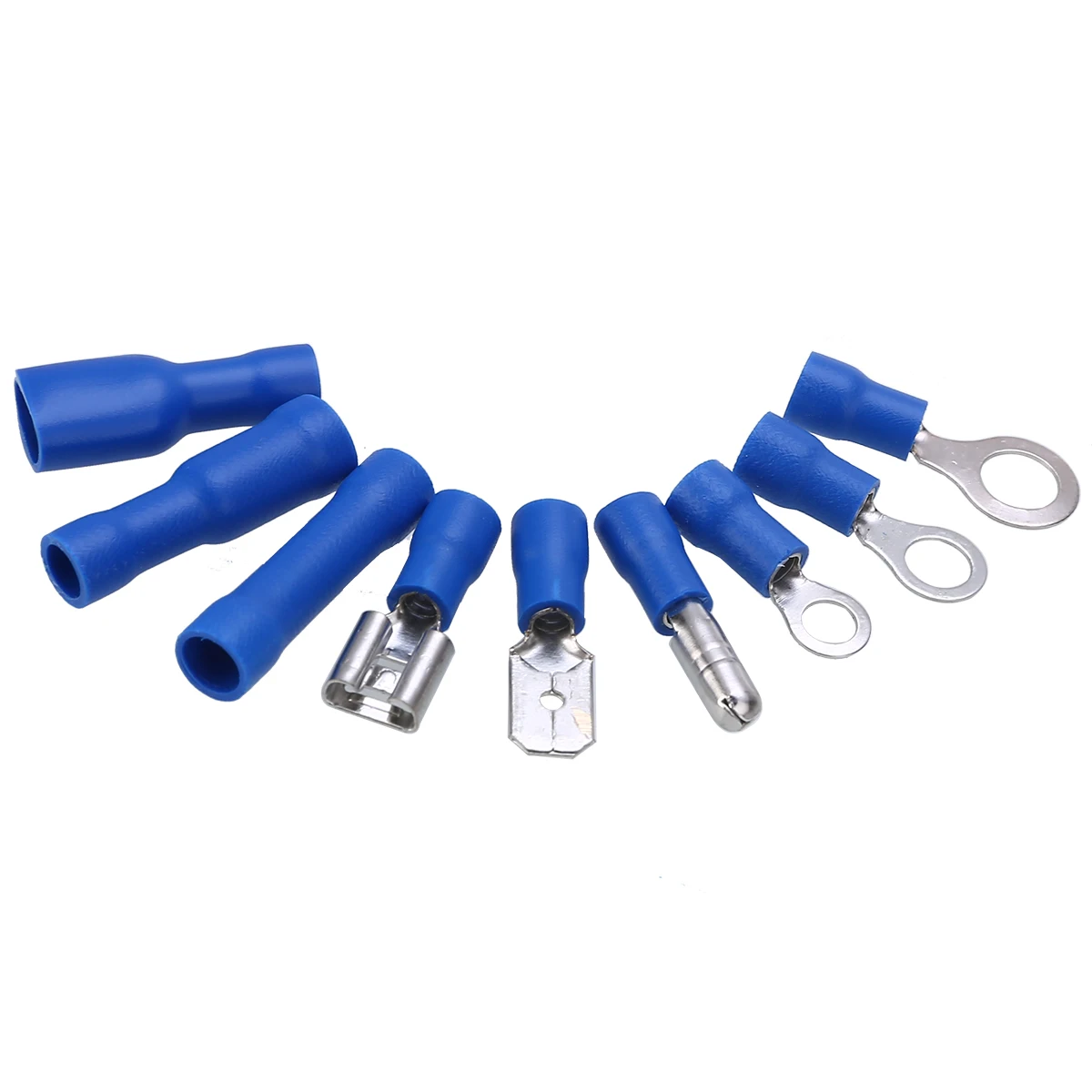 450pcs Cable Lugs Flat Plug Crimp Terminal Spade Ring Insulated Electrical Wire Connector with Crimping Plier Tool Mixed Box Kit