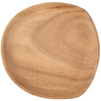 

Lovesickness Wood Irregular Solid Wood Pan Plate Fruit Dishes Saucer Tea Tray Dessert Dinner Plate Tableware,20x20cm