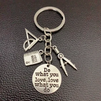 

1 pcs Your Favorite Jewelry Teacher Keychain Student Keychain Ruler Pencil Compass Charm Gift